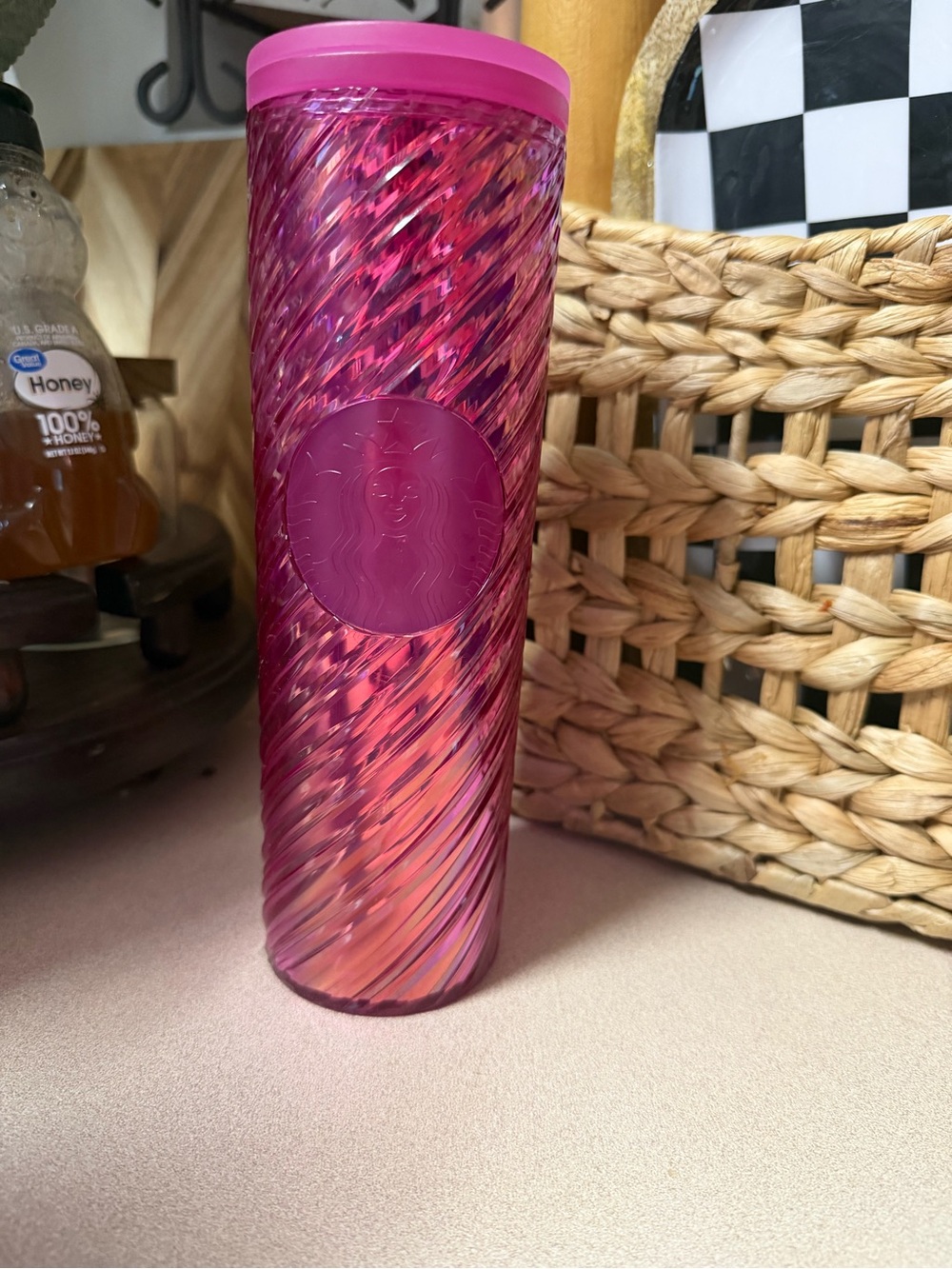 Starbucks Hot Pink Iridescent Spiral Tumbler